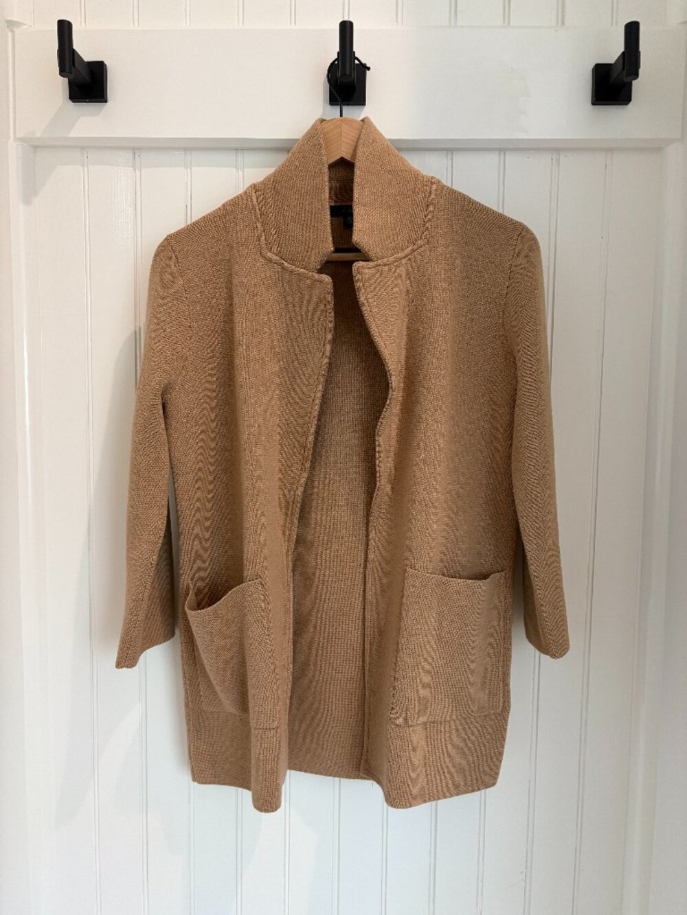 J.Crew 365 Merino Wool Cotton Open Front Longline Cardigan Camel XS
